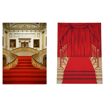 

2 Pcs 5X7Ft Vinyl Red Carpet Curtain Backdrop Studio Photography Photo Background Prop, a & B