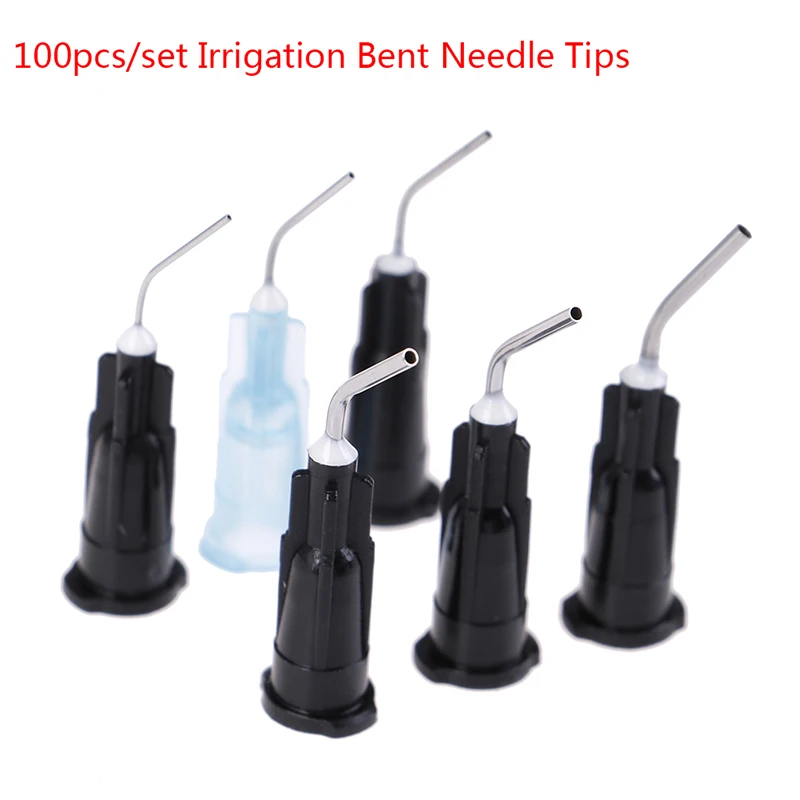 100pcs/lot Irrigation Bent Needle Tips Dental Flow Sealant Etchant Composite Resin Acid Reagent Delievery Syringe Equipment | Красота и