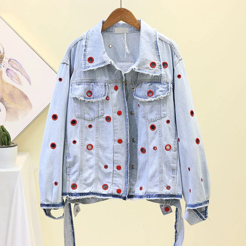 baby blue SHENGPALAE, новинка, весна, корейский стиль, длинный рукав, однобортный, с неровными отверстиями, отложной воротник, женское Свободное пальто FR562 - Цвет: baby blue