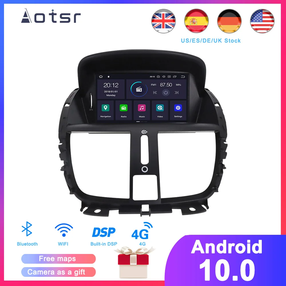 Android10 2G 16G DSP DSP Android 10,0 автомобильный gps-навигация, dvd-плеер для peugeot 207 2008- Авто Стерео Радио мультимедийный плеер головное записывающее устройство - Цвет: Android10 2G 16G DSP