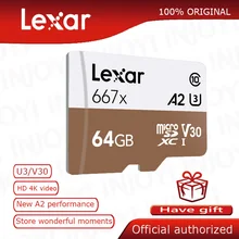 Lexar профессиональная 667x карта памяти A2 высокая скорость 100 МБ/с./с 128 ГБ V30 класс 10 UHS-I U3 карта mirco-SD для Full-HD 3D 4K видео