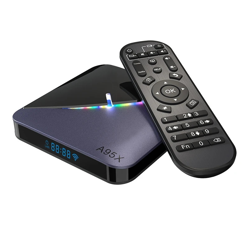 A95X F3 S905X3 RGB светильник Смарт Android ТВ коробка 9 0 Поддержка Plex 4K обмена потоковыми
