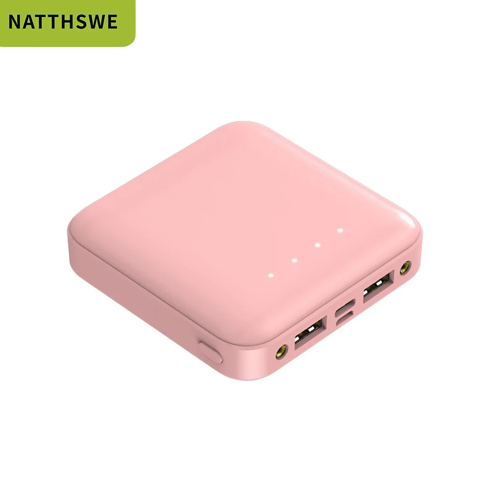 pink NATTHSWE мини-Банк питания с цифровым дисплеем, 20000 мА/ч, портативное Внешнее зарядное устройство с двумя usb-портами для iPhone X 8 7 6 samsung S8 S9 Xiaomi - Цвет: pink