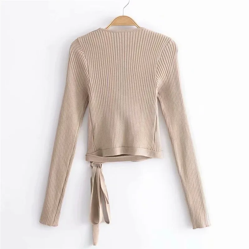 Сексуальный женский вязаный галстук-бабочка Крест свитер Slim Fit осень зима женские джемперы длинный рукав сплошной повседневный комбинезон кардиганы