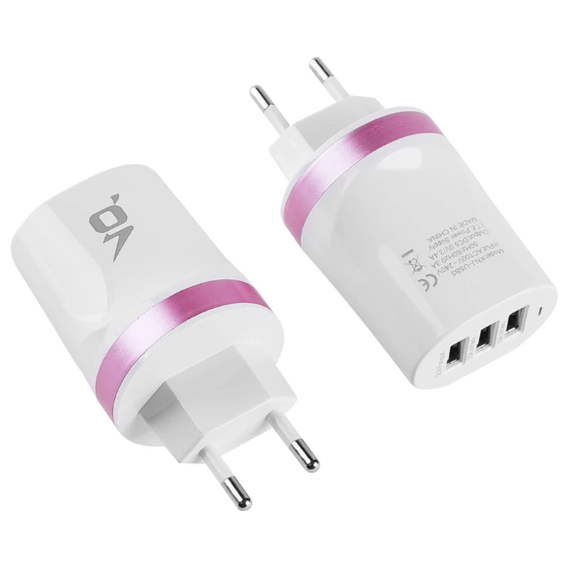 ЕС Мульти USB настенное зарядное устройство портативное 3 порта зарядное устройство кирпич Путешествия Разъем куб телефон зарядка iPhone X/8 Plus/8 iPad samsung Galaxy - Цвет: EU-Pink