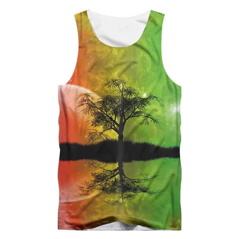 UJWI для мужчин 3D Tanktops Новое поступление крутой печати Galaxy космическое дерево майки повседневные Tanktop на заказ Печать без рукавов рубашки