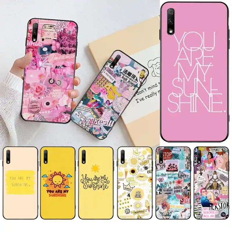 Good Vibes You Re My Sunshine Black Soft Shell Phone Case Capa For Huawei Honor 30 10 9 8 8x 8c V30 Lite View Pro Phone Case Covers Aliexpress