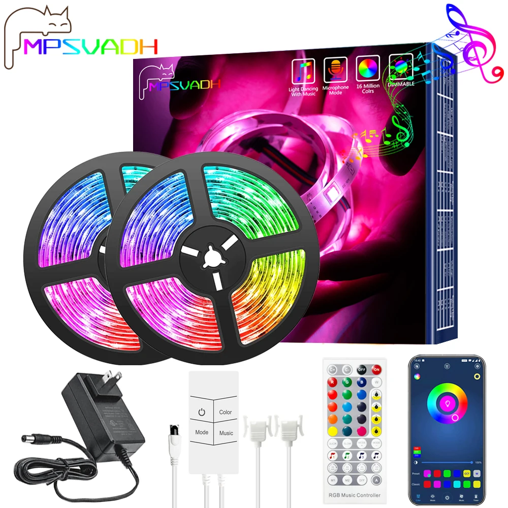Светодиодная лента RGB 5050 SMD 10 м 20 30 40 гибкая для фонового украшения светящаяся