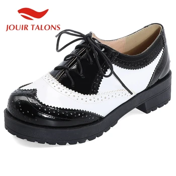 

JOUIR TALONS 2020 New Arrivals Women Shoes Round Toe Lace-Up Square Heels Platform Boots Spring/Autumn Offices Lady Shoes