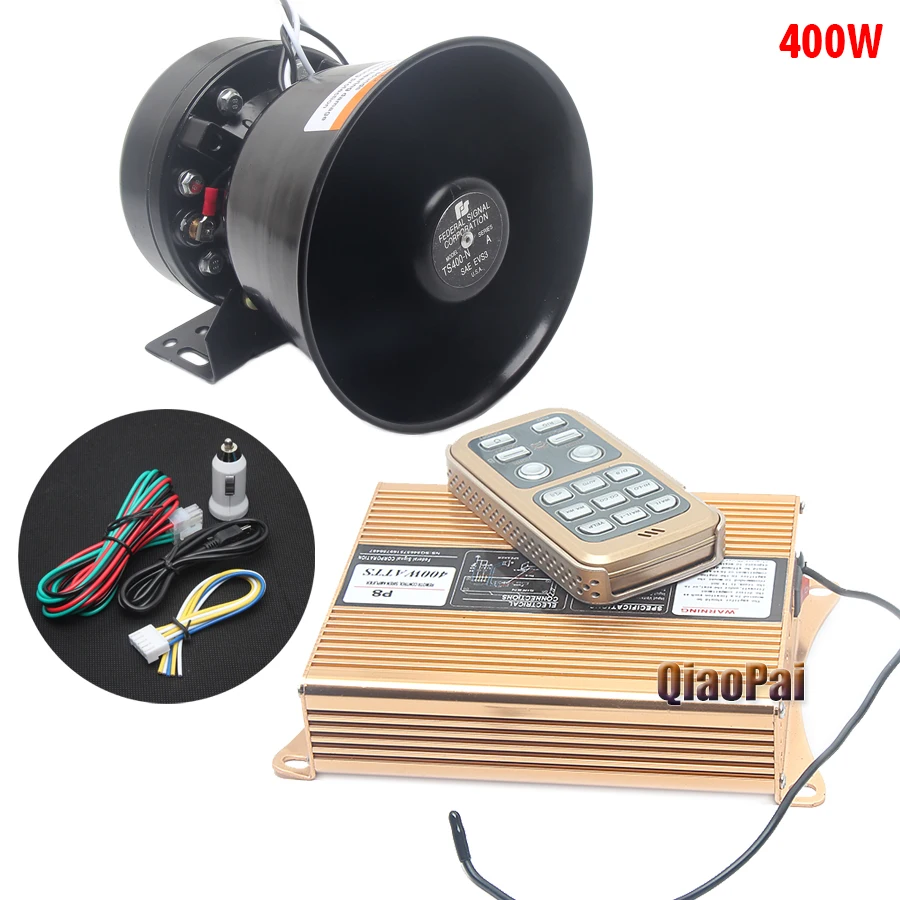 Беспроводной Авто звуковой сигнал 400W Динамик сирена полиции 12V охранной сигнализации транспортных средств Предупреждение звук Мегафоны сирена тон микрофон Системы аварийной ситуации - Цвет: 1set alarm horn 400W