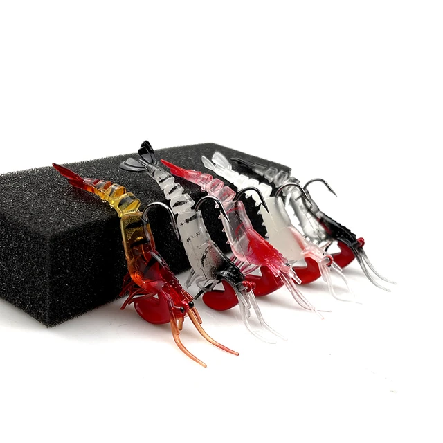 5pcs Lead Head Shrimp Lures Shad Sea Soft Lures for fishing Silicone  Artificial Bait Swimbait