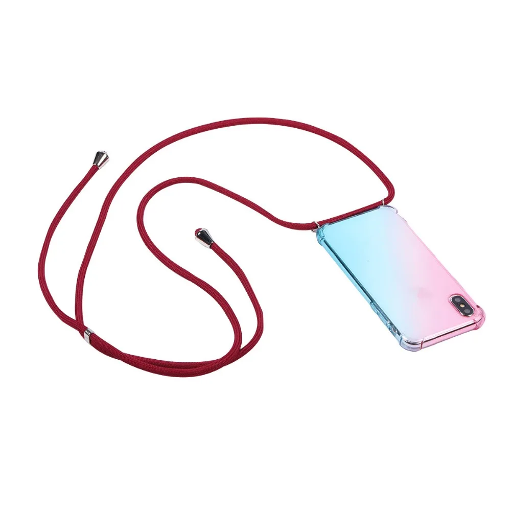 Rainbow aurora transparent case for Samsung Galaxy A6s A8s A9s A10 A20 A40 A50 A60 A70 A80 lanyard shoulder rope cord case cover