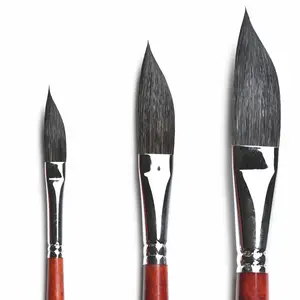 Dainayw Watercolor Brush Set 4 Pcs Professional Paint Brushes for Artists -  Soft Synthetic Squirrel Hair, Short Handles - Rounds, Flat, Dagger Type