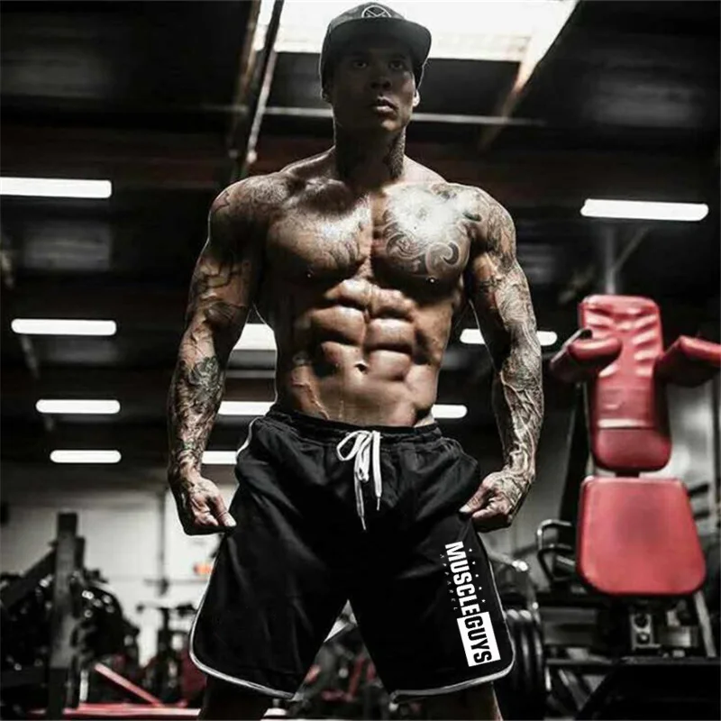 Muscleguys шорты для спортзала мужские сетчатые Короткие брюки повседневные шорты для бега спортивные брюки для фитнеса мужские спортивные шорты