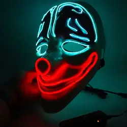 Горячая продажа Хэллоуин маска светодиодный свет страшный клоун проволочная маска для фестиваля вечерние Маскарад с костюмами для