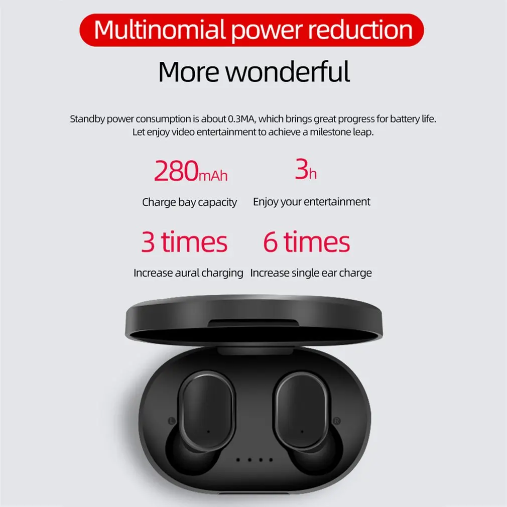 A6S Bluetooth гарнитуры для Xiaomi Airdots беспроводные наушники 5,0 TWS наушники с шумоподавлением Микрофон для Redmi iPhone huawei samsung