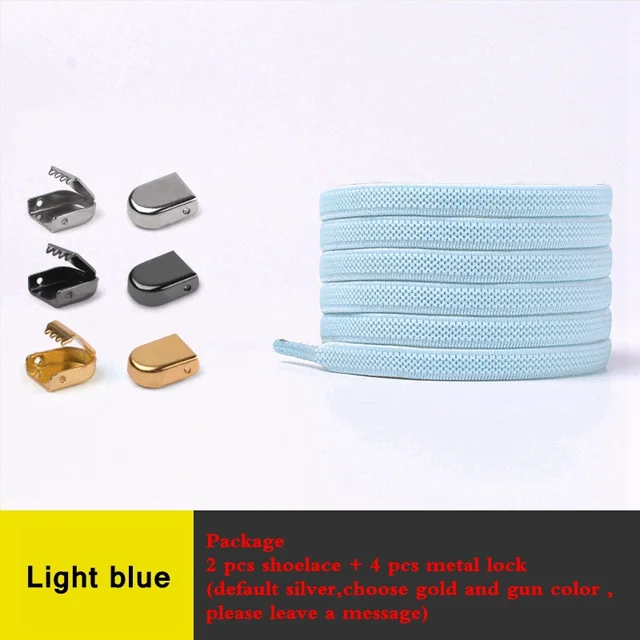 Elastic No Tie Shoe laces Flat Shoelaces Outdoor Leisure Sneaker Quick Safety Shoelace Kids Adult Lazy laces Shoe accessories Light blue