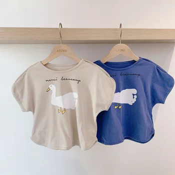 

New Cotton Kids T-shirt Boys Children Summer Short Sleeve T Shirts For Girls Clothes Cute Duck Print Baby T Shirt Toddler Tops