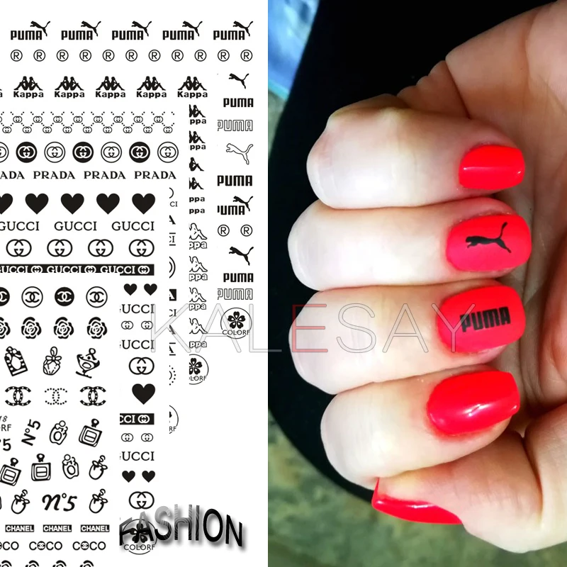 

3D Nail Art Decals Black White Stickers For Manicure Brand Nail Sticker Self-adhesive DIY Decals Gold Nail Art Stickers Decal