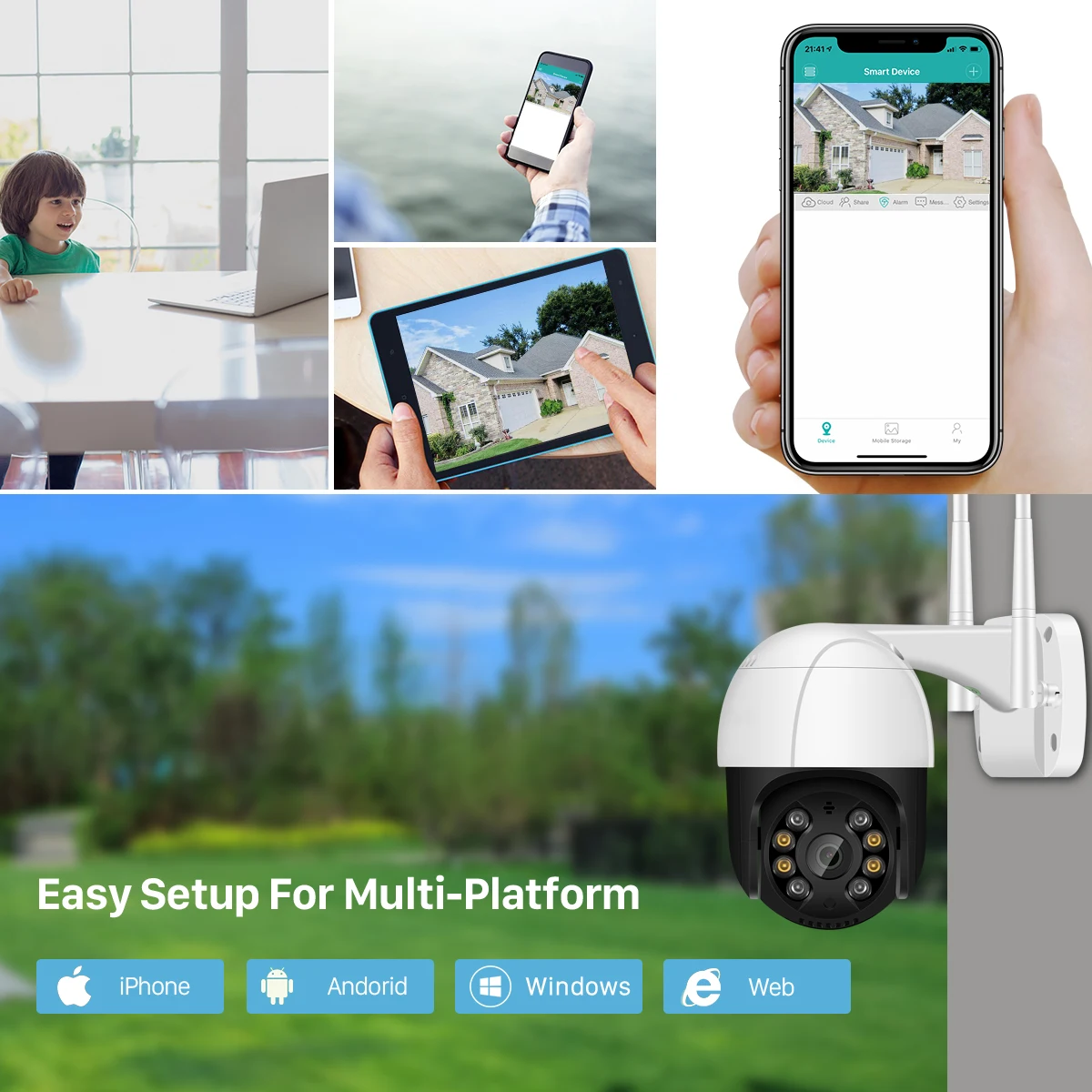 1080P PTZ Wifi IP Camera Outdoor 4X Digital Zoom AI Human Detect Wireless Camera H.265 P2P Audio 2MP 3MP Security CCTV Camera