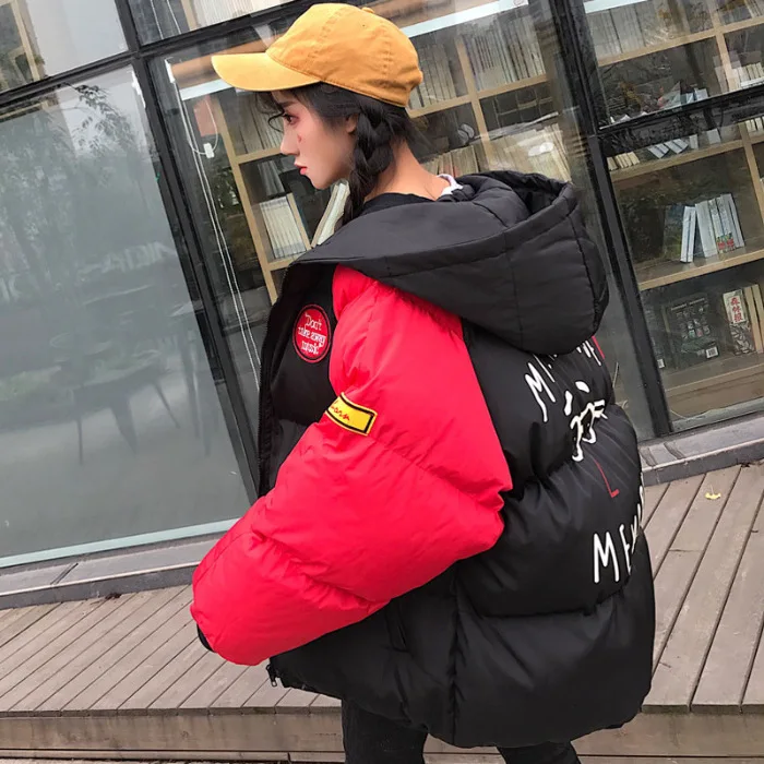 

701 # Korean-style Ulzzang Harajuku-Style Loose-Fit Hooded Mixed Colors Thick Cotton-padded Clothes Cotton Coat down Coat Studen