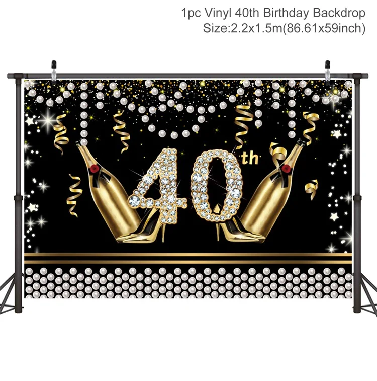 FENGRISE черный золотой фон ткань 40 50 30 день рождения украшения для взрослых с днем рождения 30th 40th 50th юбилей Декор - Цвет: Backdrop 05