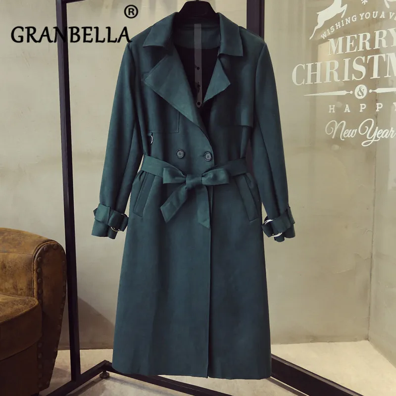 2020 New Fashion Brands faux Suede Trench Coat 