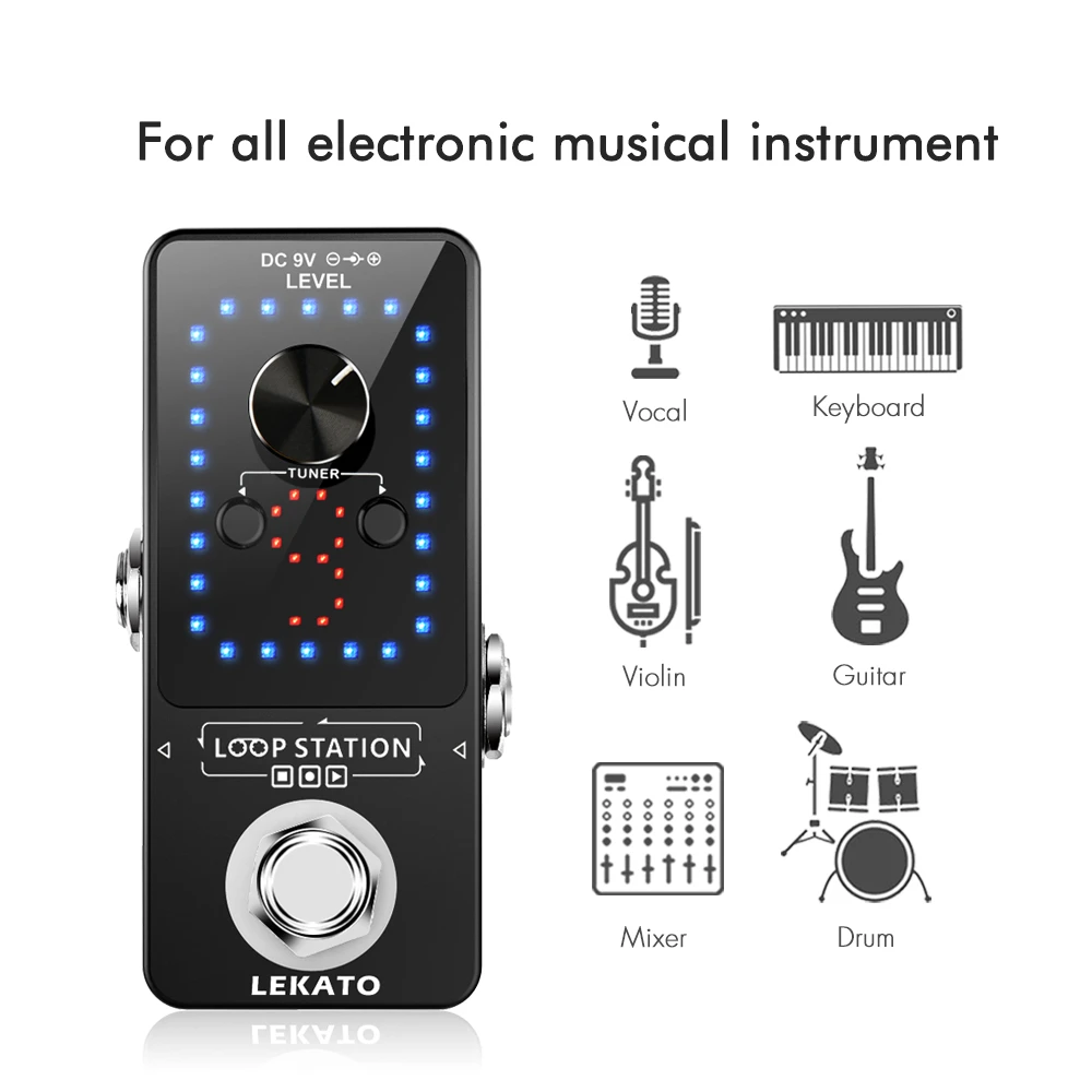 Lekato Looper Guitar Pedal Electric Bass Guitar Parts and Accessories Tuning Acoustic Chorus