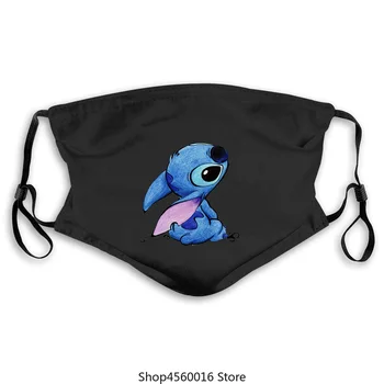 

LUSLOS Masque de mode pour femmes décontracté de haute qualité LILO et STITCH dessin animé masque imprimé Harajuku coton Tops fe
