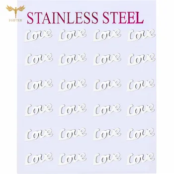 

LOVE Letter Ear Studs Ladies Romantic Earrings Couple Lovers Accessories Stainless Steel Jewelry Wholesale
