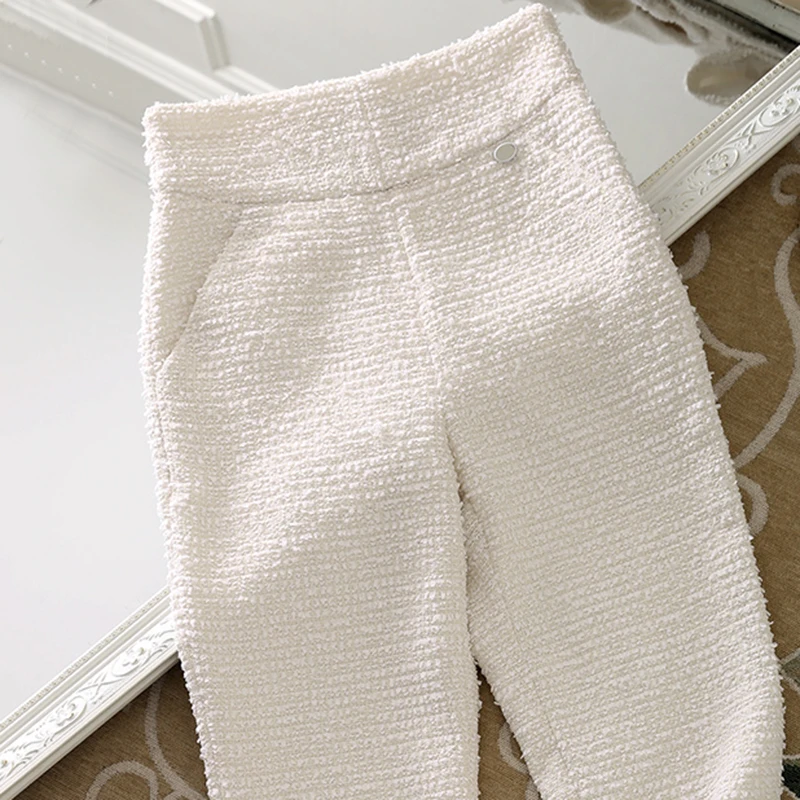 2020 новые модные весенние повседневные твидовые брюки в стиле ретро с высокой