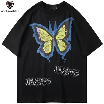 

Aolamegs T Shirt Men 3D Beautiful Big Butterfly Print t shirt men Cotton Tee Shirt Advanced High Quality Fashion Male Streetwear