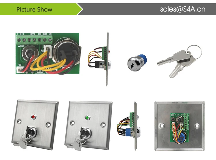 Stainless Steel Key Switch with Red and Green-0