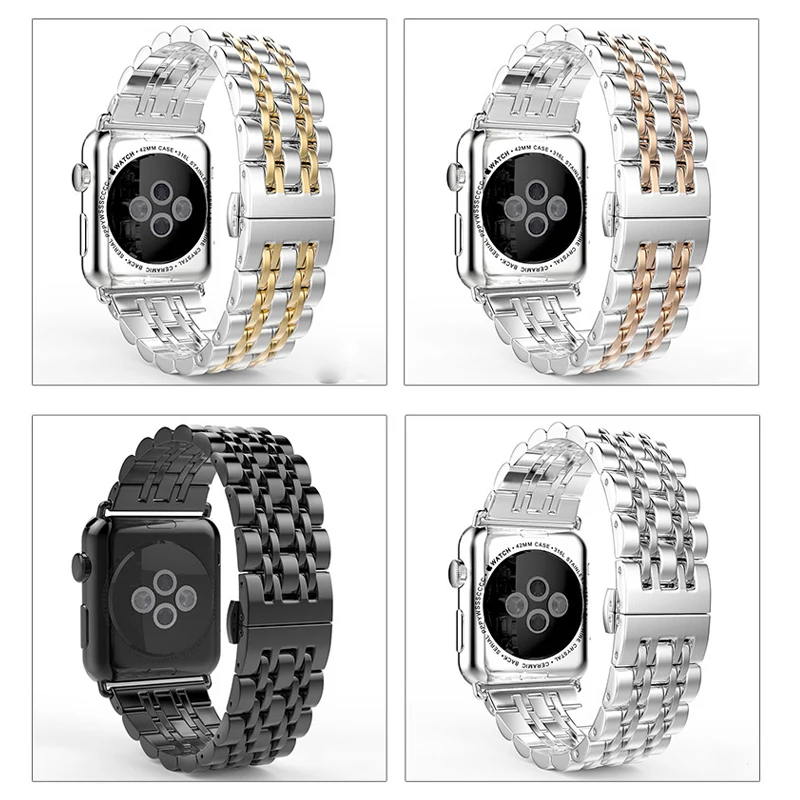 Ремешок из нержавеющей стали для apple watch 4, 5, ремешок 44 мм, 40 мм, iwatch 42 мм, 38 мм, металлический браслет для часов apple watch 4, 3, 2, аксессуары