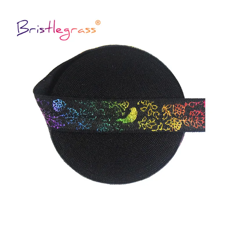 

BRISTLEGRASS 50 100 Двор рулон 5/8 "15 мм цвета радуги с цветочным рисунком птица Фольга принтом эластичные враг повязка из спандекса, резинки для волос Швейные отделка chapas рюкзак канва для сумки все для шитья