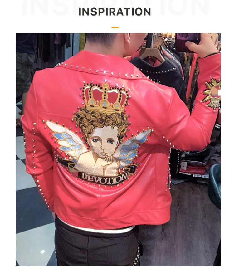 AH10620, модные мужские пальто и куртки,, Подиумные, Роскошные, известный бренд, Европейский дизайн, вечерние, Стильная мужская одежда - Цвет: Красный