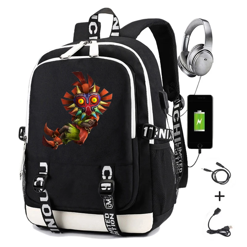 Black 01 Легенда о Зельде рюкзак с принтом Hyrule Warriors ocarina of Time Usb зарядка Оксфорд Женский ноутбук рюкзак для путешествий для мужчин - Цвет: Black 01