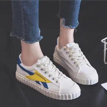 

2020 Spring Summer New Canvas Shoes Women's Thick Bottom Low Help Students Korean Trend Fashion Leisure Vulcanized Board Shoes