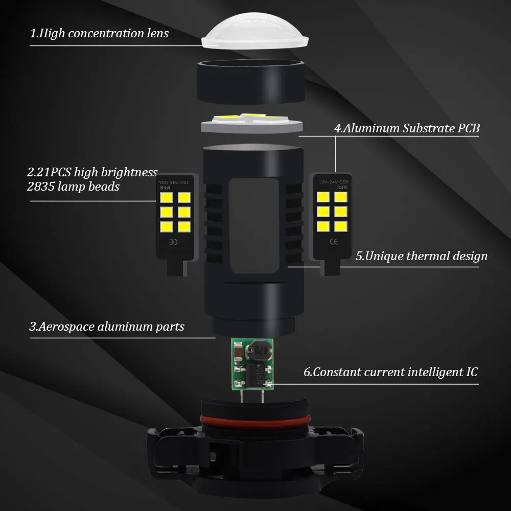 2) Canbus H11 H8 светодиодная лампа HB4 9006 HB3 9005 PS X 26W PSX24W P13W SH23W H16 5202 led DRL Противотуманные фары 12V красный белый желтый