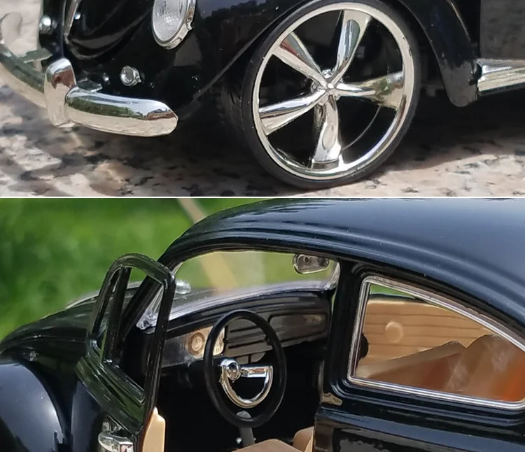 1:18 винтажная модель автомобиля из сплава Volkswagen Beetle Золотая черепаха модель автомобиля четыре двери открытая коллекция подарков руль передний