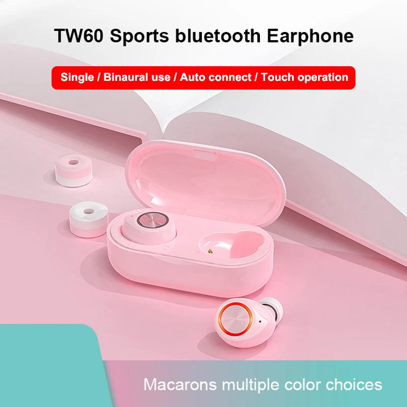 TWSEarphone TW60 беспроводные наушники Bluetooth наушники Air BT5.0 сенсорная гарнитура TWS iPX6 3D стерео спортивные наушники с Micphone