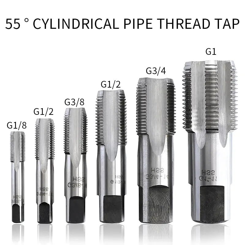 Hss Taper Pipe Tap Metal Screw Thread 1/8" 1/4" 3/8" 1/2" 3/4" Cylindrical Pipe Thread Tap Pipe