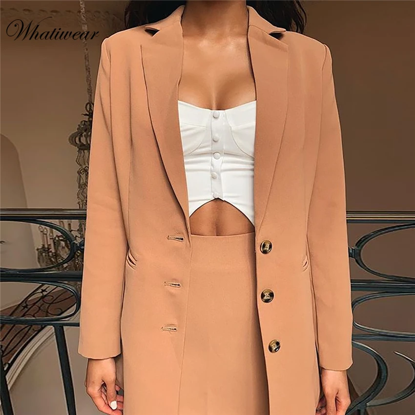 Whatiwear, модная женская куртка, зимние пальто с длинным рукавом, базовые куртки, одноцветные, на пуговицах, с карманами, Женская куртка, женские куртки, верхняя одежда