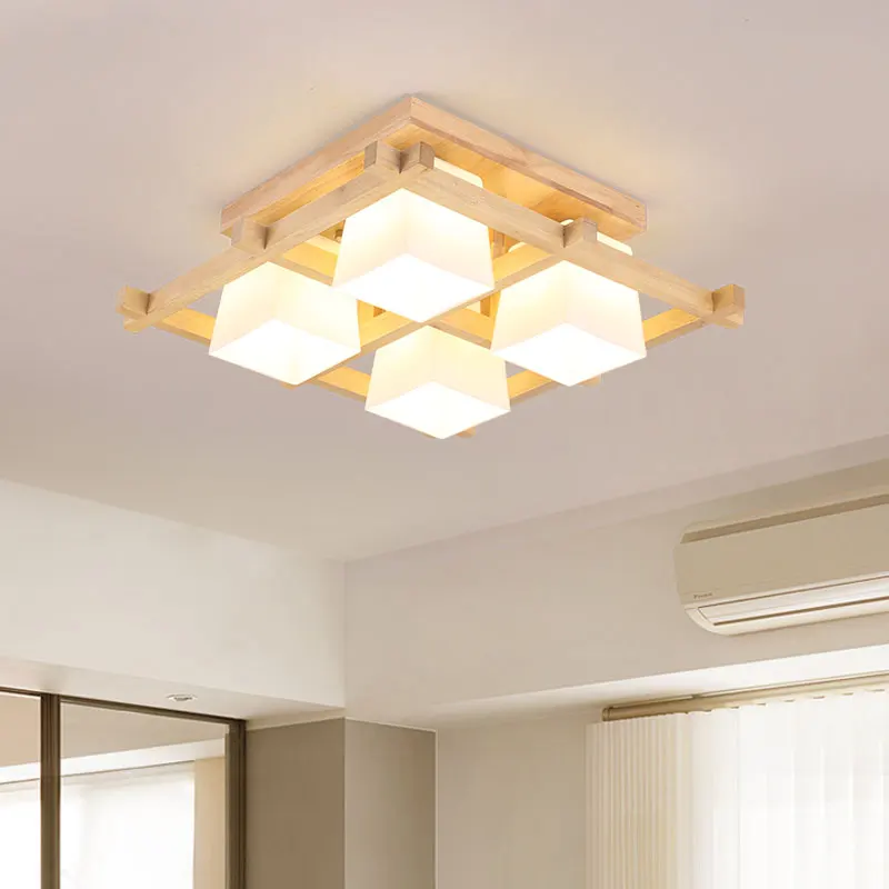 Современный светодиодный потолочный светильник японский деревянный арт гостиная люстра потолочного освещения спальня потолочный светильник для кухни дом светильники