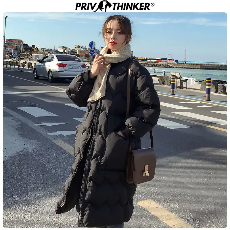 Privathink зимние теплые куртки с воротником-стойкой, женские парки, корейский стиль, большие карманы, женские длинные пальто, женские свободные куртки