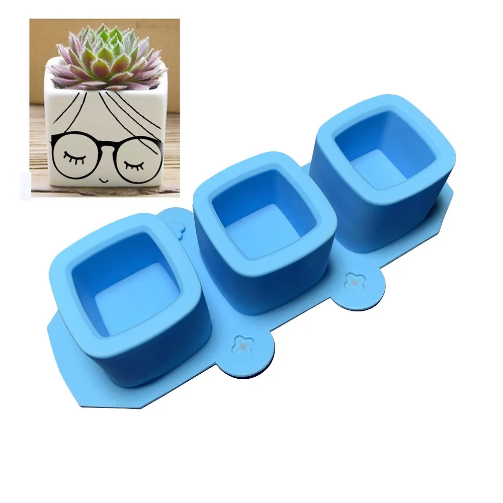 Silicone mold Square Flowerpot for DIY Geometric Concrete Planter Cement Succulent Pot Epoxy Resin Candle Pot