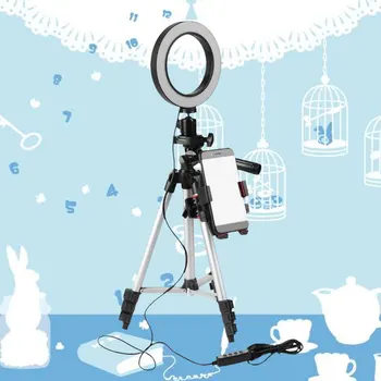 

1 Pc LED Selfie Ring Light with Tripod Stand Phone Holder for Makeup YouTube Video