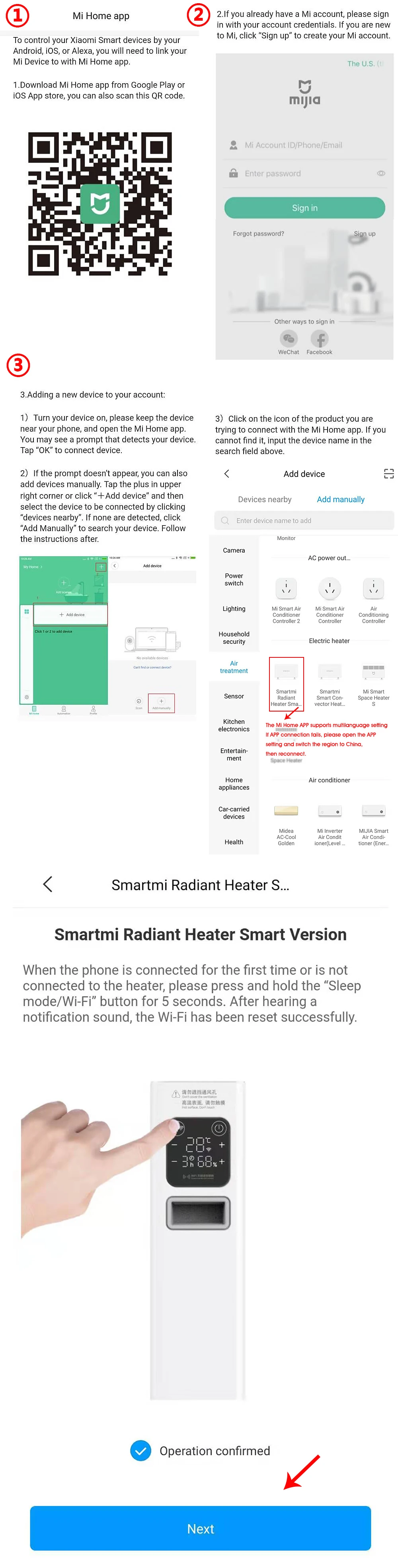 Xiaomi Smartmi DNQZNB05ZM умный электрический нагреватель, быстрый удобный нагреватель, конвекционный нагрев, приложение Mijia, дистанционное управление, IPX4 водонепроницаемый