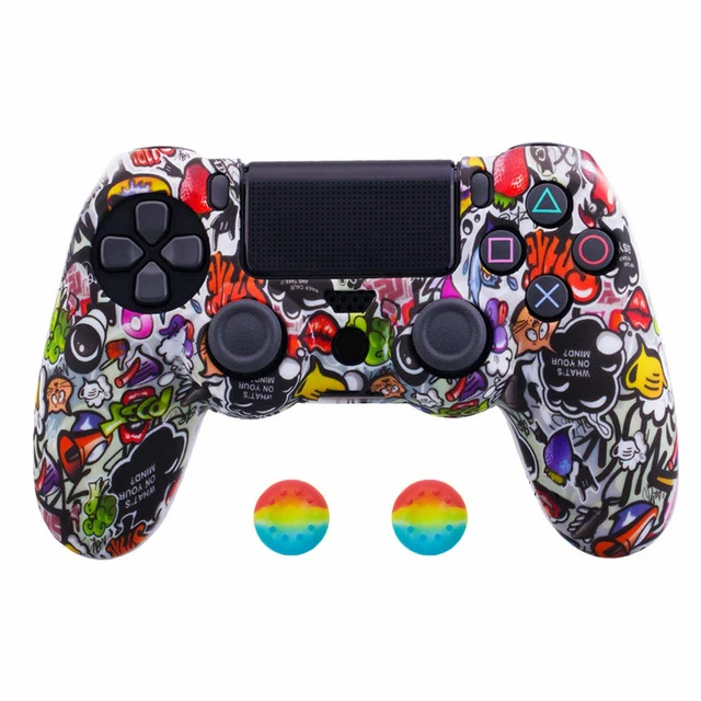 zomtop silikon kamuflaj koruyucu kilif sony dualshock 4 ps4 ds4 pro slim denetleyici basparmak saplari joystick caps aksesuarlari cases aliexpress