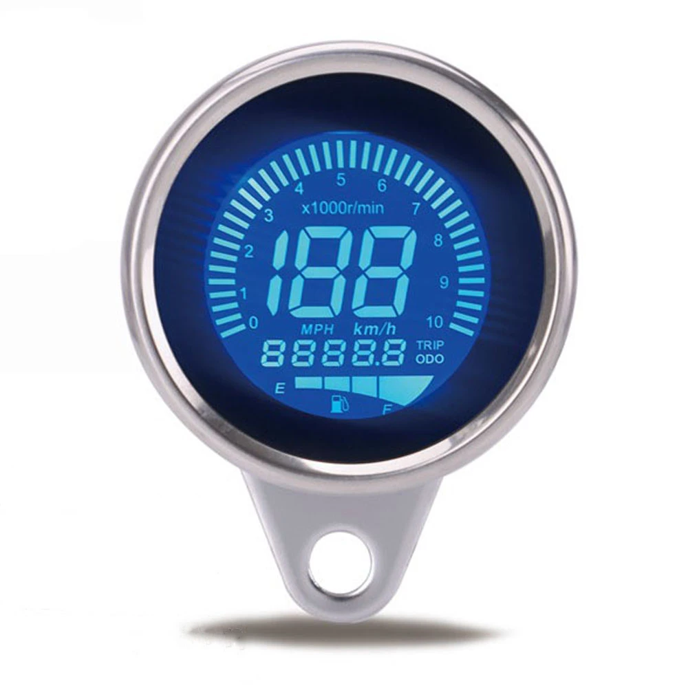 

Universal Speed Gauge Speedometer 199km/h MPH Trip Odometer Tahcometer 10000RPM Fuel Level Indicator for Motorcycle Scooter 12V